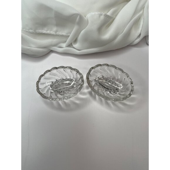 Vintage Set of 2 Clear Glass Optic Salt Cellars - Picture 3 of 4